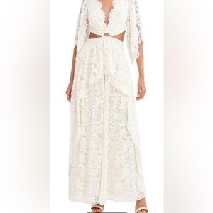 BCBGMAXAZRIA Norma White Maxi Lace Evening Dress